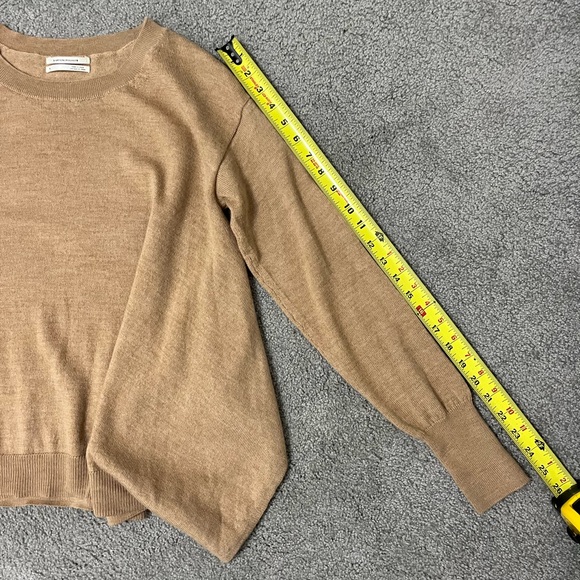 Anthropologie Wool Crewneck Trapeze Sweater Size Small beige camel tan - Picture 7 of 7